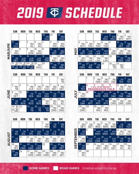 Twins Schedule 2019 Printable